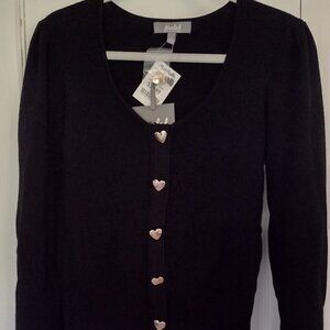 Beautiful Black Sweater with Gold Heart Buttons